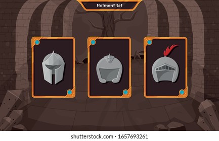Digital and mobile game element assets - helmet set