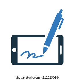 Digital, móvil, pluma, icono de signo. Ilustración vectorial simple editable.