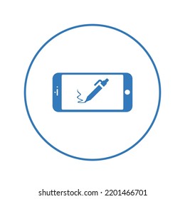 Icono de firma de lápiz móvil digital | Icono de versión circular |
