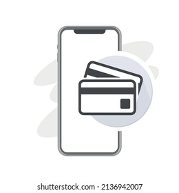 digital mobile wallet payment concept, credit card online , pay by card, internet banking, credit card icon with smartphone vector illustration