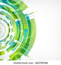 Digital modern abstract futuristic template with interactive hi-tech interface green round shape on light background vector illustration