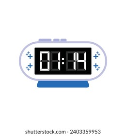 Cierre Digital Moderno Del Reloj De Alarma De 01:14 O'clock, Vector De Icono Plano Sencillo