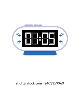 Cierre Digital Moderno Del Reloj De Alarma De 01:05 O'clock, Vector De Icono Plano Sencillo