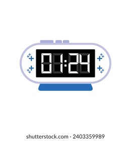 Cierre Digital Moderno Del Reloj De Alarma De 01:24 O'clock, Vector De Icono Plano Sencillo