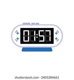 Cierre Digital Moderno Del Reloj De Alarma De 01:57 O'clock, Vector De Icono Plano Sencillo