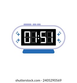 Cierre Digital Moderno De Reloj De Alarma De 01:51 O'clock, Simple Vector De Icono Plano