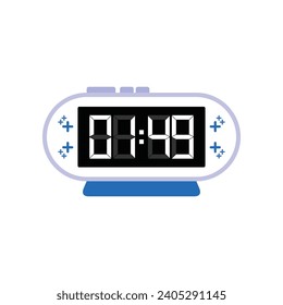 Cierre Digital Moderno Del Reloj De Alarma De 01:49 O'clock, Simple Vector De Icono Plano