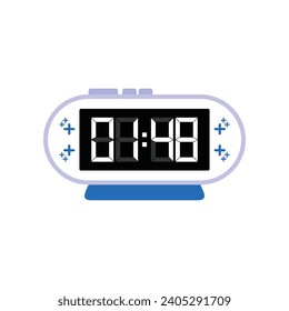 Cierre Digital Moderno Del Reloj De Alarma De 01:48 O'clock, Simple Vector De Icono Plano