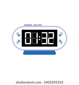 Cierre Digital Moderno De Reloj De Alarma De 01:32 O'clock, Simple Vector De Icono Plano