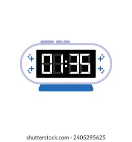 Cierre Digital Moderno Del Reloj De Alarma De 01:35 O'clock, Vector De Icono Plano Sencillo