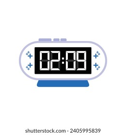 Cierre Digital Moderno Del Reloj De Alarma De 02:09 O'clock, Vector De Icono Plano Sencillo