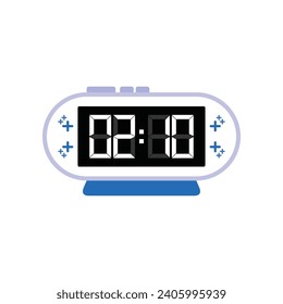 Cierre Digital Moderno Del Reloj De Alarma De 02:10 O'clock, Vector De Icono Plano Sencillo