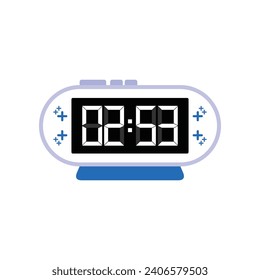 Digital Modern Alarm Clock Close Up Displaying 02:53 O'clock, Simple Flat Icon Vector