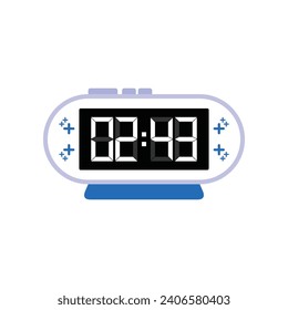 Digital Modern Alarm Clock Close Up Displaying 02:43 O'clock, Simple Flat Icon Vector