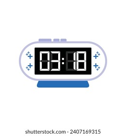 Digital Modern Alarm Clock Close Up Displaying 03:18 O'clock, Simple Flat Icon Vector