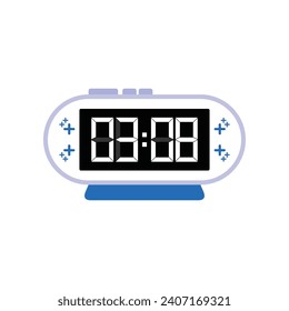 Cierre Digital Moderno De Reloj De Alarma De 03:08 O'clock, Simple Vector De Icono Plano