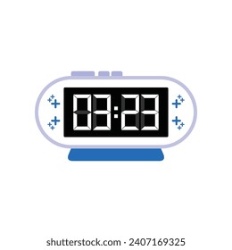 Digital Modern Alarm Clock Close Up Displaying 03:23 O'clock, Simple Flat Icon Vector