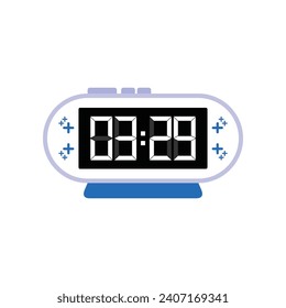 Digital Modern Alarm Clock Close Up Displaying 03:29 O'clock, Simple Flat Icon Vector