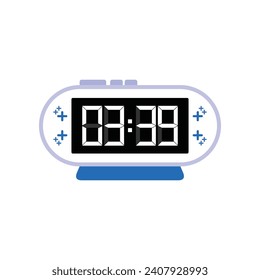 Digital Modern Alarm Clock Close Up Displaying 03:39 O'clock, Simple Flat Icon Vector