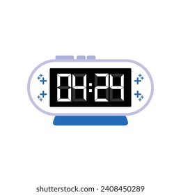 Cierre Digital Moderno Del Reloj De Alarma De 04:24 O'clock, Simple Vector De Icono Plano