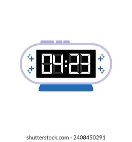 Digital Modern Alarm Clock Close Up Displaying 04:23 O'clock, Simple Flat Icon Vector