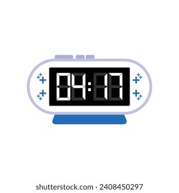 Digitale moderne Weckuhr, Nahaufnahme mit 04:17 Uhr, einfacher Flachbildschirm, Vektorgrafik