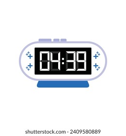 Digital Modern Alarm Clock Close Up Displaying 04:39 O'clock, Simple Flat Icon Vector