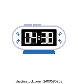 Digital Modern Alarm Clock Close Up Displaying 04:38 O'clock, Simple Flat Icon Vector