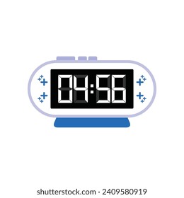 Digital Modern Alarm Clock Close Up Displaying 04:56 O'clock, Simple Flat Icon Vector