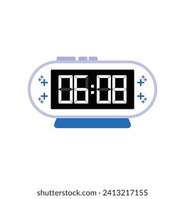 Cierre Digital Moderno De Reloj De Alarma De 06:08 O'clock, Simple Vector De Icono Plano
