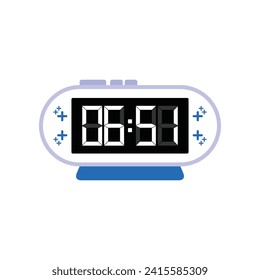 Cierre del reloj digital de alarma moderna que muestra 06:51 O'clock, un vector de icono plano simple