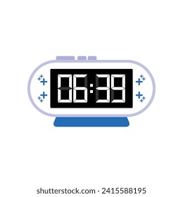 Cierre Digital Moderno Del Reloj De Alarma De 06:39 O'clock, Simple Vector De Icono Plano