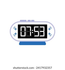 Digital Modern Alarm Clock Close Up Displaying 07:53 O'clock, Simple Flat Icon Vector