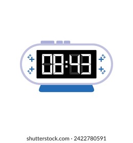 Digital Modern Alarm Clock Close Up Displaying 08:43 O'clock, Simple Flat Icon Vector