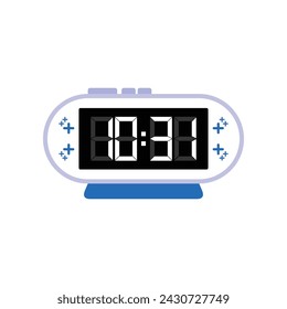 Digital Reloj Despertador Moderno Cerrar Para Arriba Mostrando 10:31 En Punto, Simple Icono Plano Vector