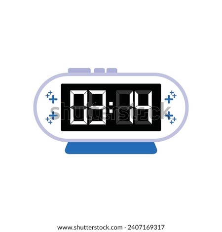 Digital Modern Alarm Clock Close Up Displaying 03:14 O'clock, Simple Flat Icon Vector