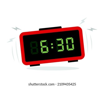 Digital Modern Alarm Clock With Electronic Digits. Clock Icon. Vector Illustration Isolated On White Background