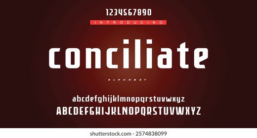 Digital modern alphabet font. Creative abstract urban, futuristic, fashion, sport, minimal technology typography.  Simple vector illustration with number