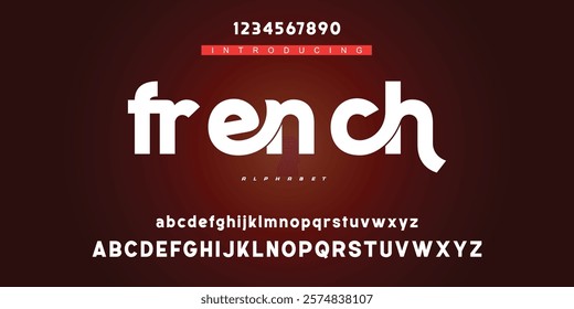 Digital modern alphabet font. Creative abstract urban, futuristic, fashion, sport, minimal technology typography.  Simple vector illustration with number