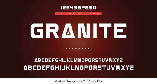 Digital modern alphabet font. Creative abstract urban, futuristic, fashion, sport, minimal technology typography.  Simple vector illustration with number