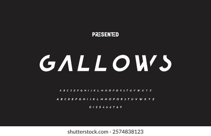 Digital modern alphabet font. Creative abstract urban, futuristic, fashion, sport, minimal technology typography.  Simple vector illustration with number