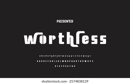 Digital modern alphabet font. Creative abstract urban, futuristic, fashion, sport, minimal technology typography.  Simple vector illustration with number