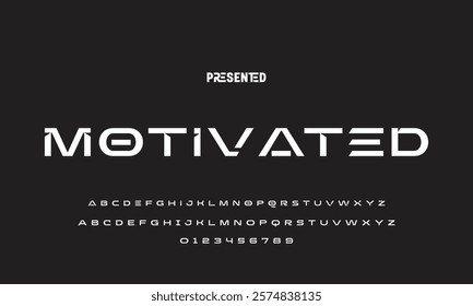 Digital modern alphabet font. Creative abstract urban, futuristic, fashion, sport, minimal technology typography.  Simple vector illustration with number