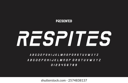 Digital modern alphabet font. Creative abstract urban, futuristic, fashion, sport, minimal technology typography.  Simple vector illustration with number