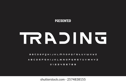 Digital modern alphabet font. Creative abstract urban, futuristic, fashion, sport, minimal technology typography.  Simple vector illustration with number