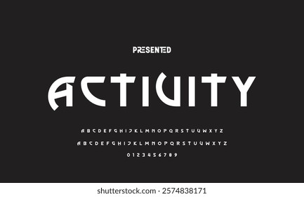 Digital modern alphabet font. Creative abstract urban, futuristic, fashion, sport, minimal technology typography.  Simple vector illustration with number