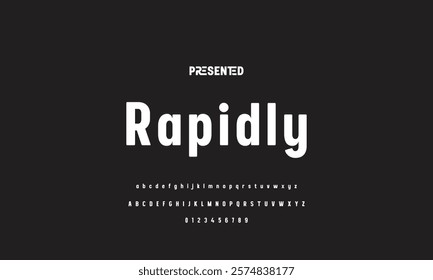 Digital modern alphabet font. Creative abstract urban, futuristic, fashion, sport, minimal technology typography.  Simple vector illustration with number