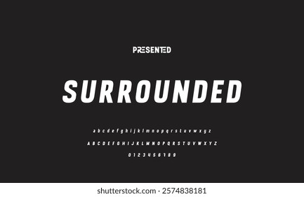 Digital modern alphabet font. Creative abstract urban, futuristic, fashion, sport, minimal technology typography.  Simple vector illustration with number