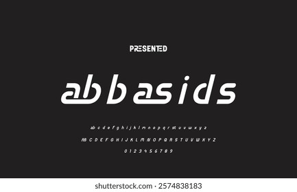 Digital modern alphabet font. Creative abstract urban, futuristic, fashion, sport, minimal technology typography.  Simple vector illustration with number