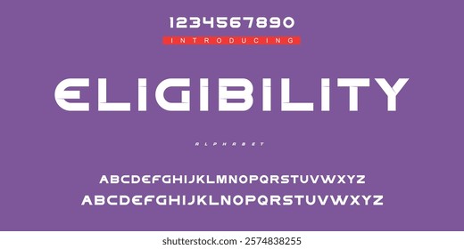Digital modern alphabet font. Creative abstract urban, futuristic, fashion, sport, minimal technology typography.  Simple vector illustration with number